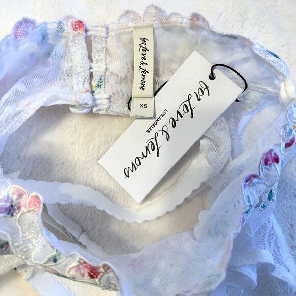 NWT For Love & Lemons White with Rainbow Floral Garter Belt - Extra Small - Picture 2 of 7